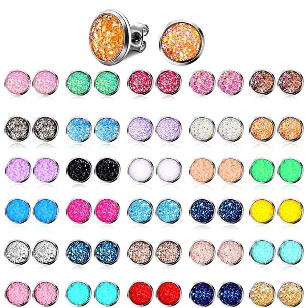 32 pairs druzy style earrings 6mm